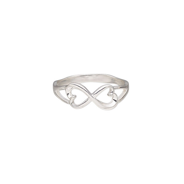 Ring, sterling silver, 7.5mm wide with infinity heart design, size 9. Sold individually. image number 0