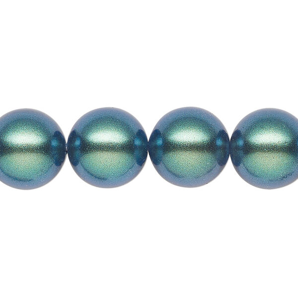 Pearl 10pk pearlescent peacock green, Preciosa Czech crystal 12mm round image number 0
