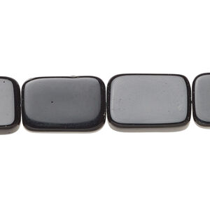 Bead, glass 1pkg1, opaque black, 18x12mm flat rectangle, 15 inches.