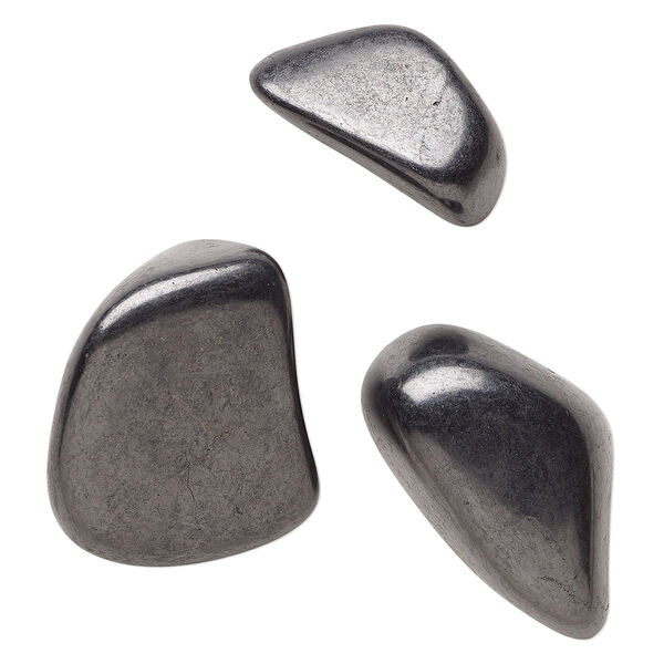 Component, shungite (natural), polished, medium to large hand-cut undrilled nugget, Mohs hardness 3-1/2 to 4. Sold per 1-kilogram package, approximately 80-100 components. image number 0