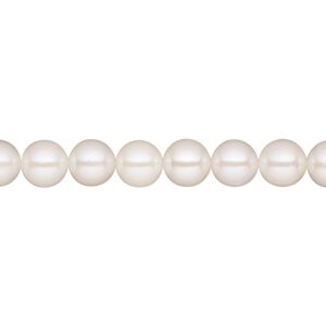 Pearl Akoya cultured saltwater 1pk white, 6-6.5mm round B grade bleached 15.5-16 inch