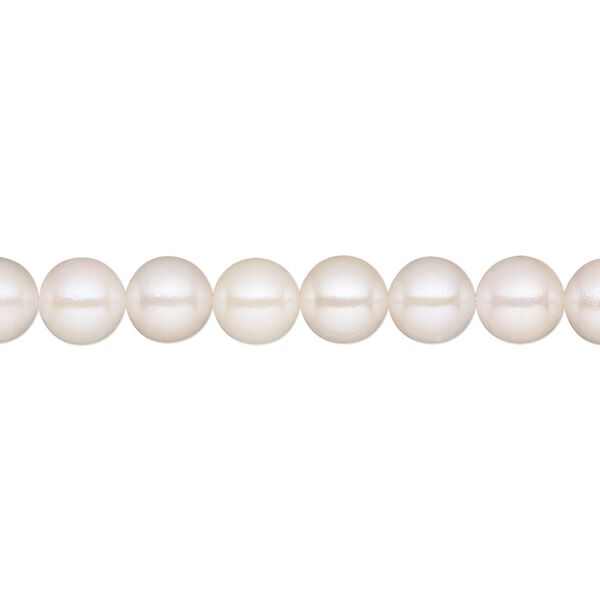 Pearl Akoya cultured saltwater 1pk white, 6-6.5mm round B grade bleached 15.5-16 inch image number 0
