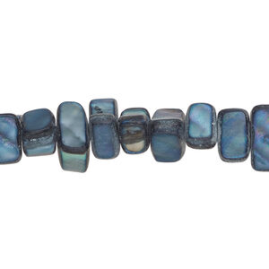 Mother-of-pearl shell 1pkg1, triangle tube bead 15 inch blue spruce 9x4mm-12x6mm