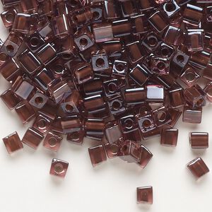 Seed bead, Miyuki, glass, pkg/25g, 3.5-3.7mm square, translucent purple inside dyed color purple, (SB-2647).