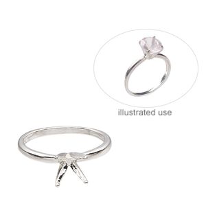 Ring, Sure-Set™, sterling silver, 8mm 4-prong round setting, size 7. Sold individually.