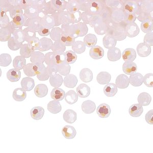 Bead 144pk rose water opal shimmer, Crystal Passions® 4mm round 5000