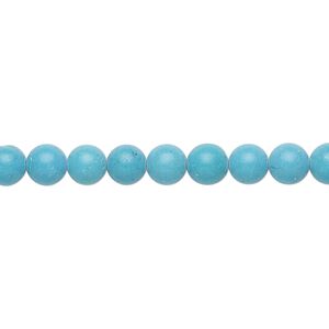 Bead, "turquoise" (resin) (imitation), blue, 5-6mm round. Sold per 15-inch strand.