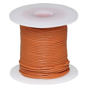 Cord, leather (dyed), marigold, 1-1.2mm round. Sold per 25-yard spool.