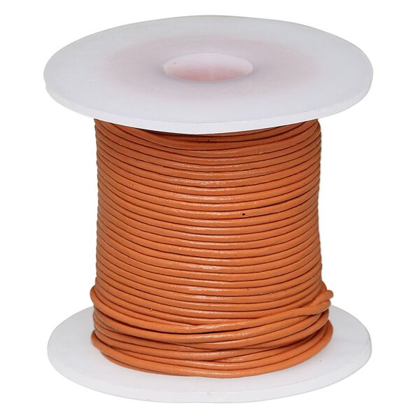Cord, leather (dyed), marigold, 1-1.2mm round. Sold per 25-yard spool. image number 0