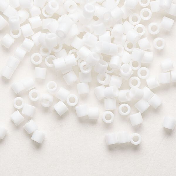 Seed bead, Delica®, glass, pkg/50g, #8 round, opaque matte rainbow chalk white (DBL-0351). image number 0