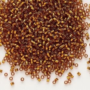 Seed bead, Delica®, glass, pkg/50g, #11 round, transparent silver-lined dark topaz (DB-0144).
