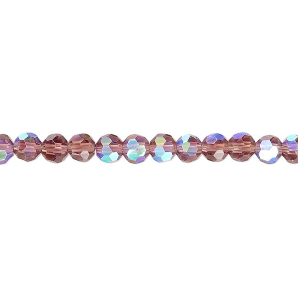 Bead 1pk 32 facets translucent amethyst purple AB, Celestial Crystal® 4mm round 15.5-16 inch image number 0