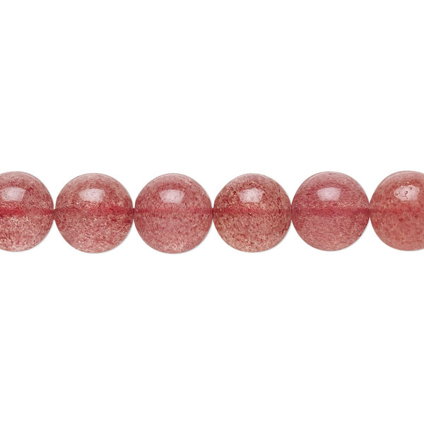 Bead, strawberry quartz (natural), 8mm round, B grade, Mohs hardness 7. Sold per 8-inch strand, approximately 25 beads. image number 0