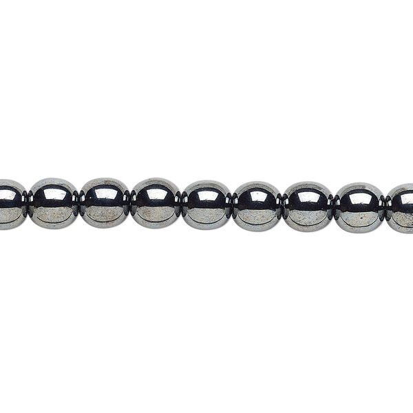Bead, Czech glass druk, opaque hematite, 6mm round. Sold per 15-1/2" to 16" strand. image number 0