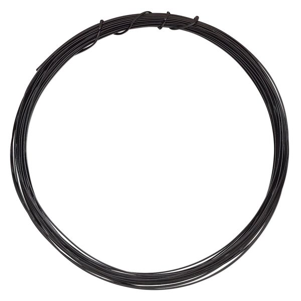 Wire, ParaWire™, black enamel copper, half-round, 21 gauge. Sold per 7-yard section. image number 0