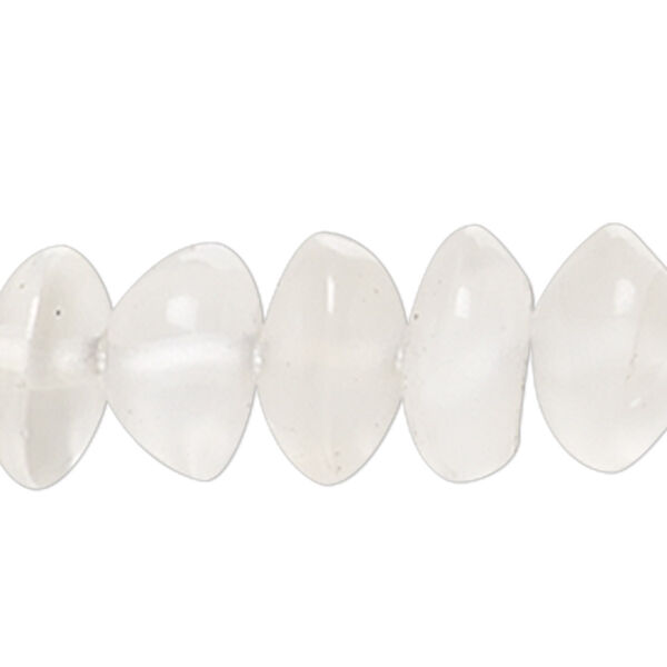 Bead, white moonstone (natural), 4x2mm-5x3mm hand-cut saucer, B grade, Mohs hardness 6 to 6-1/2. Sold per 15-1/2" to 16" strand. image number 0