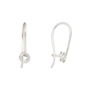 Ear wire kidney 1pkg2 sterling silver, 19mm / double spiral, 19 gauge 1 pair
