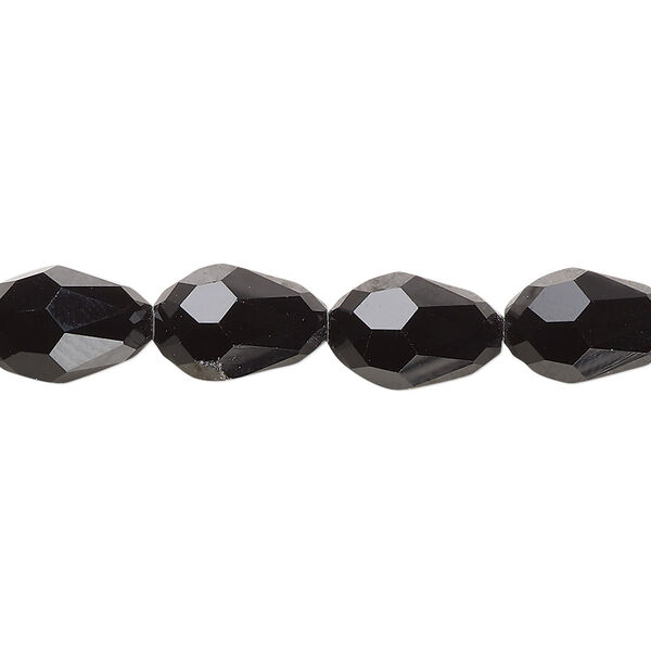Bead Celestial Crystal® 1pkg40, 11X7.5mm-12X8mm teardrop / 66 facets, opaque black image number 0