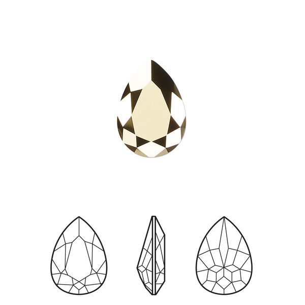 Fancy stone 1pkg1 crystal aurum foil back, Crystal Passions® 14x10mm pear 4320 image number 0