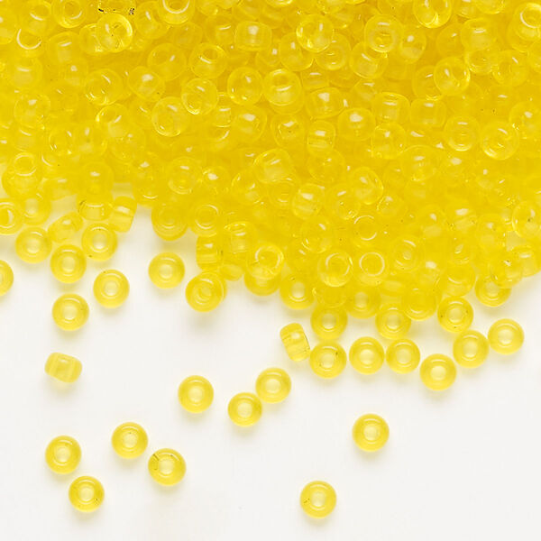 Seed bead, Miyuki, glass, pkg/50g, #8 rocaille, transparent yellow (RR-136). image number 0
