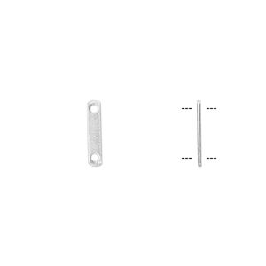 Spacer bar, sterling silver, 11x2.5mm 2-strand rounded rectangle, 8mm hole to hole. Sold per pkg of 10.