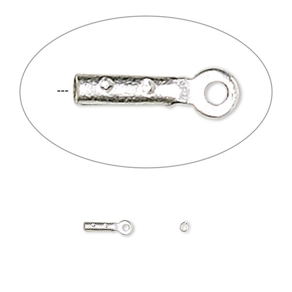 Cord end, crimp, silver-plated brass, 4x1mm tube. Sold per pkg of 100. image number 0