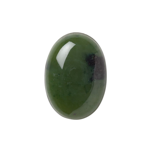 Cabochon, nephrite jade (natural), 25x18mm calibrated oval, B grade, Mohs hardness 6 to 6-1/2. Sold individually. image number 0
