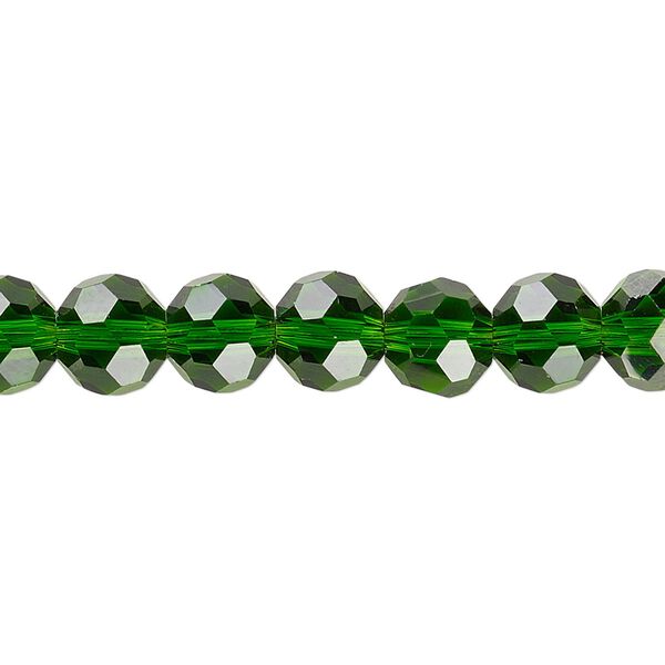 Bead 1pk 32 facets transparent emerald green, Celestial Crystal® 8mm round 15.5-16 inch image number 0