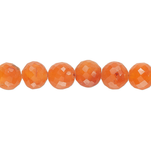 Carnelian 1pkg1, hand-cut faceted round bead B+ grade, 14 inch 7-8mm image number 0