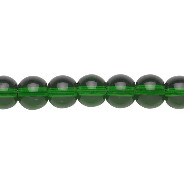 Bead, glass, emerald green, 8mm round. Sold per 36-inch strand. image number 0