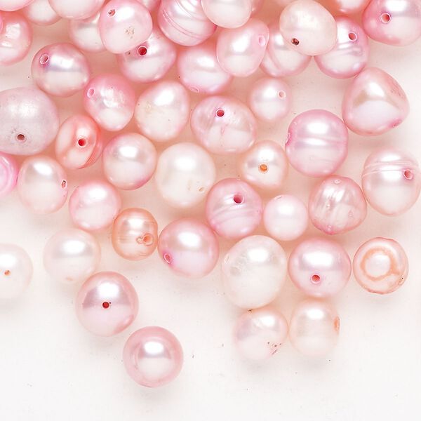 Freshwater pearl mix 1pkg1, semi-round, 2 ounce multi-pink 3mm-14x12mm cultured image number 0