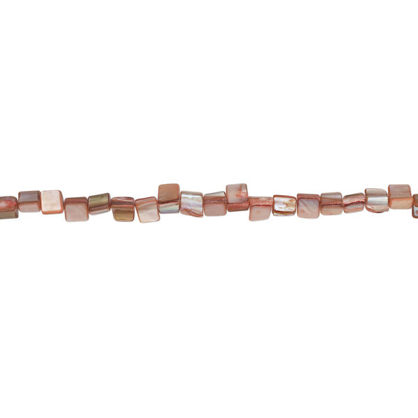 Mother-of-pearl shell 1pkg1, triangle tube bead 14 inch flamingo and beige 7x6mm-11x8mm image number 1