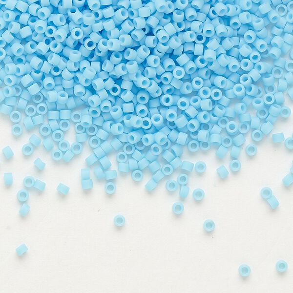Seed bead, Delica®, glass, pkg/50g, #11 round, opaque matte turquoise blue (DB-0755). image number 0