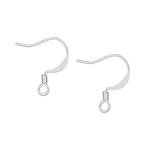 Ear wire, silver-plated brass, 17mm flat fishhook with 2.5mm coil and open loop, 22 gauge. Sold per pkg of 250 pairs.