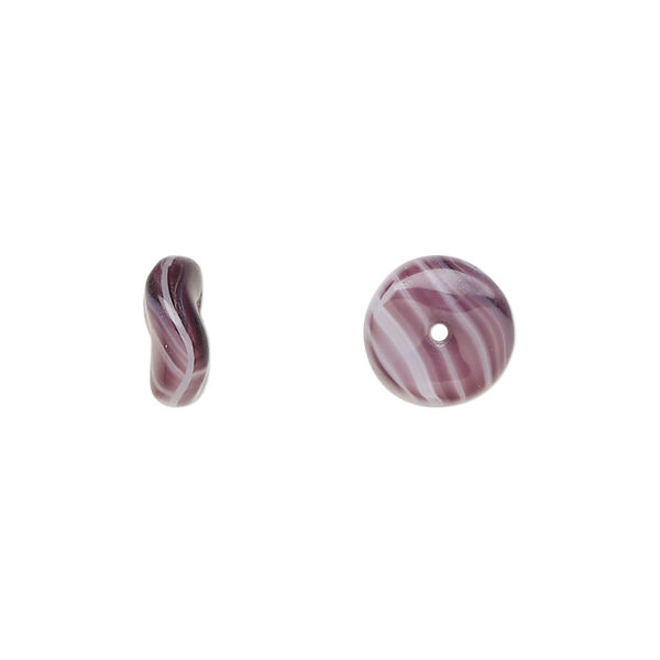 Bead, Czech pressed glass, opaque purple/white, 10x4mm rondelle. Sold per 15" to 16" strand. image number 0