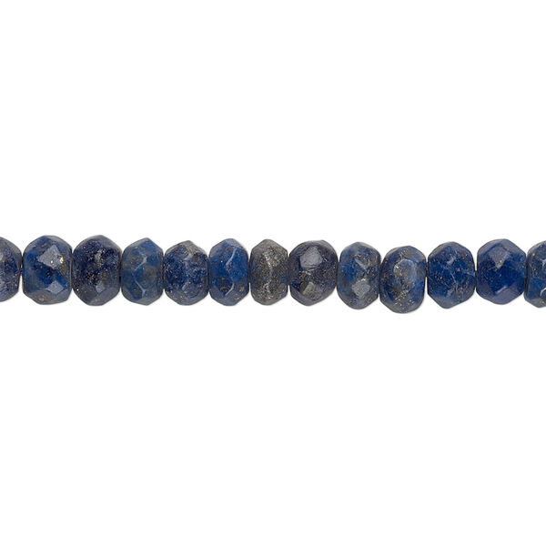Bead, lapis lazuli (natural), 6x4mm hand-cut faceted rondelle, B grade, Mohs hardness 5 to 6. Sold per 15-1/2" to 16" strand. image number 0