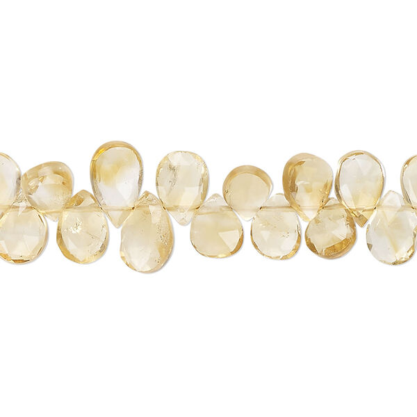 Citrine 1pkg1, hand-cut top-drilled faceted puffed teardrop bead B- grade, 8 inch 6x4mm-9x6mm image number 0