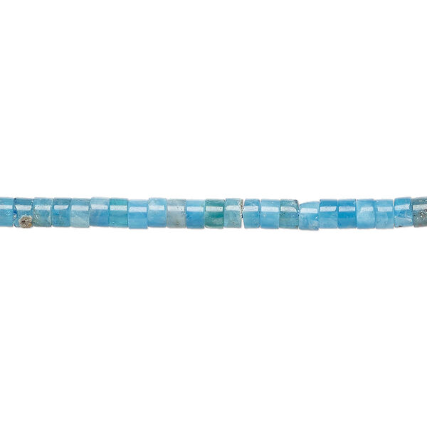 Bead, blue apatite, (natural), 3x1.5mm-3x2.5mm heishi, B grade, Mohs hardness 5. Sold per 8-inch strand, approximately 80-100 beads. image number 0