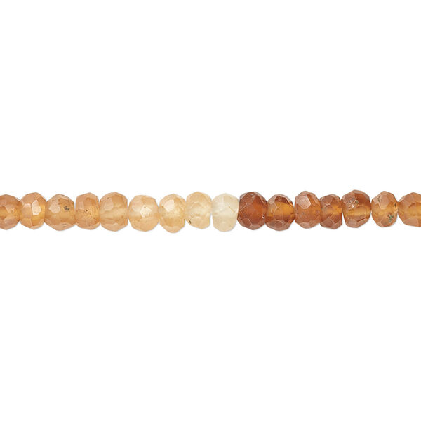 Bead, hessonite garnet (natural), 3x2mm-4x3mm hand-cut faceted rondelle, B grade, Mohs hardness 7 to 7-1/2. Sold per 15-1/2" to 16" strand. image number 0