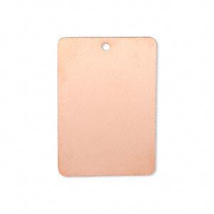 Focal, copper-plated brass, 30x20mm double-sided rectangle. Sold per pkg of 6.