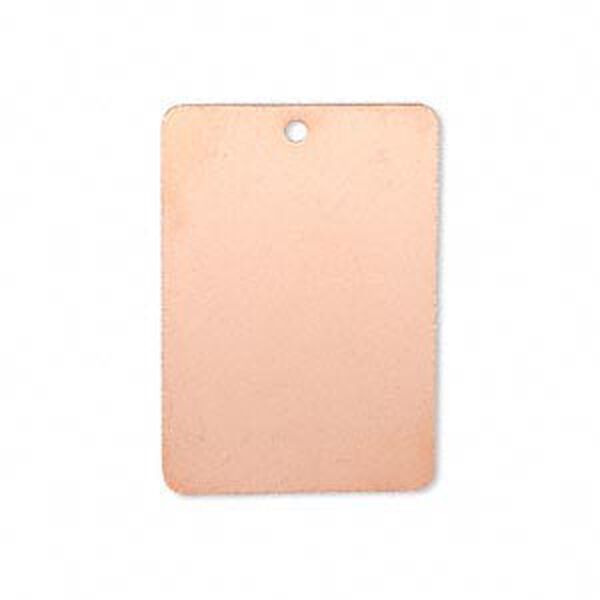 Focal, copper-plated brass, 30x20mm double-sided rectangle. Sold per pkg of 6. image number 0