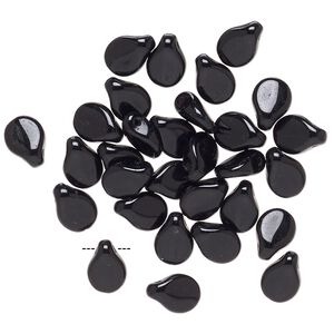 Bead, Preciosa Pip™, Czech pressed glass, jet, 7x5mm top-drilled pip. Sold per pkg of 30.