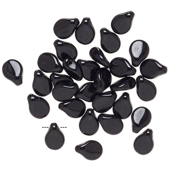 Bead, Preciosa Pip™, Czech pressed glass, jet, 7x5mm top-drilled pip. Sold per pkg of 30. image number 0