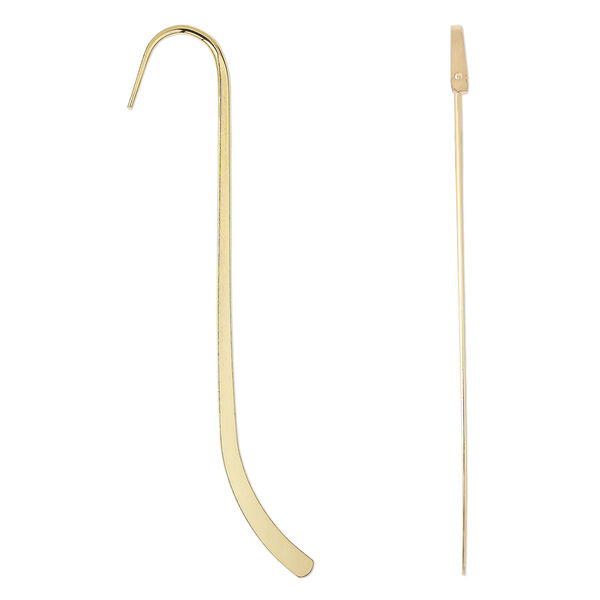Bookmark, gold-plated steel, 5 inches long with 1.5mm hole. Sold per pkg of 12. image number 0