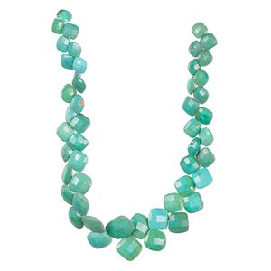 Turquoise 1pkg1, hand-cut top-drilled checkerboard faceted puffed diamond bead 8 inch graduated 7-12mm