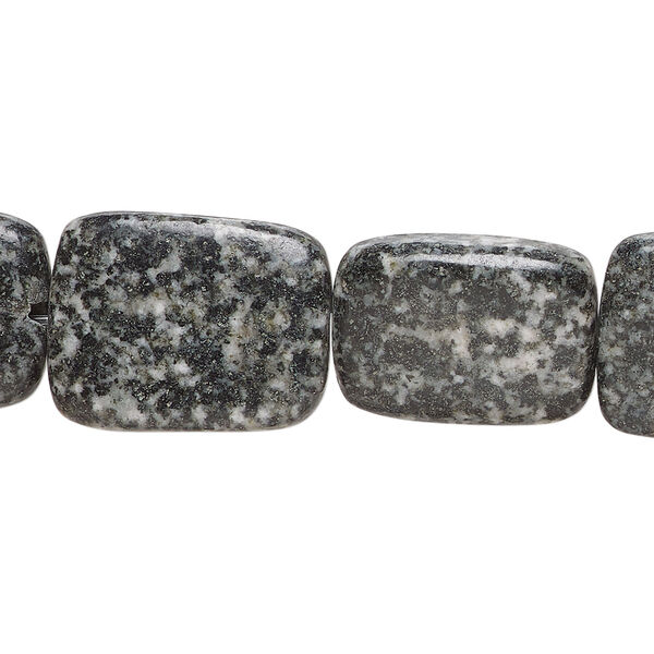 Black diorite 1pkg1, rounded flat rectangle bead natural, 15 inch 15x14mm-20x16mm image number 0