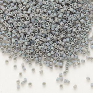 Seed bead, Delica®, glass, pkg/250g, #11 round, opaque matte rainbow grey (DB-0882).