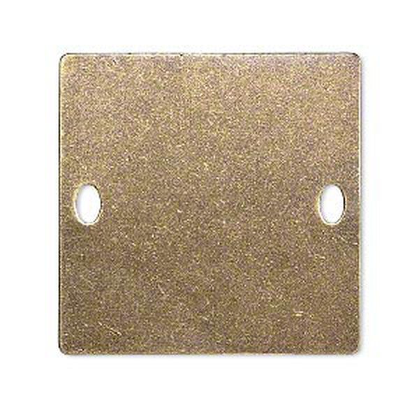 Focal, brass, 32x32mm double-sided flat square blank with (2) 4x2mm holes. Sold per pkg of 4. image number 0