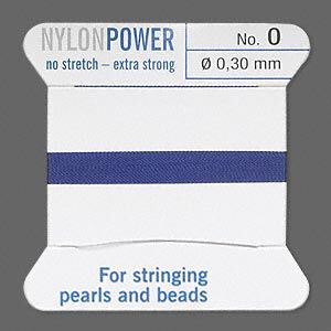 Thread, Griffin, nylon, dark blue, size #0. Sold per 2-meter card (approximately 78 inches).