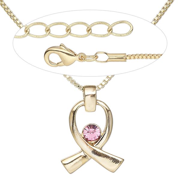 Necklace, Everyday Jewelry™, crystal and gold-finished brass chain, 18 inches. Sold individually. image number 0